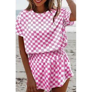 BRAND NEW WITH TAGS Pink Checkered 2-Piece Skort Set